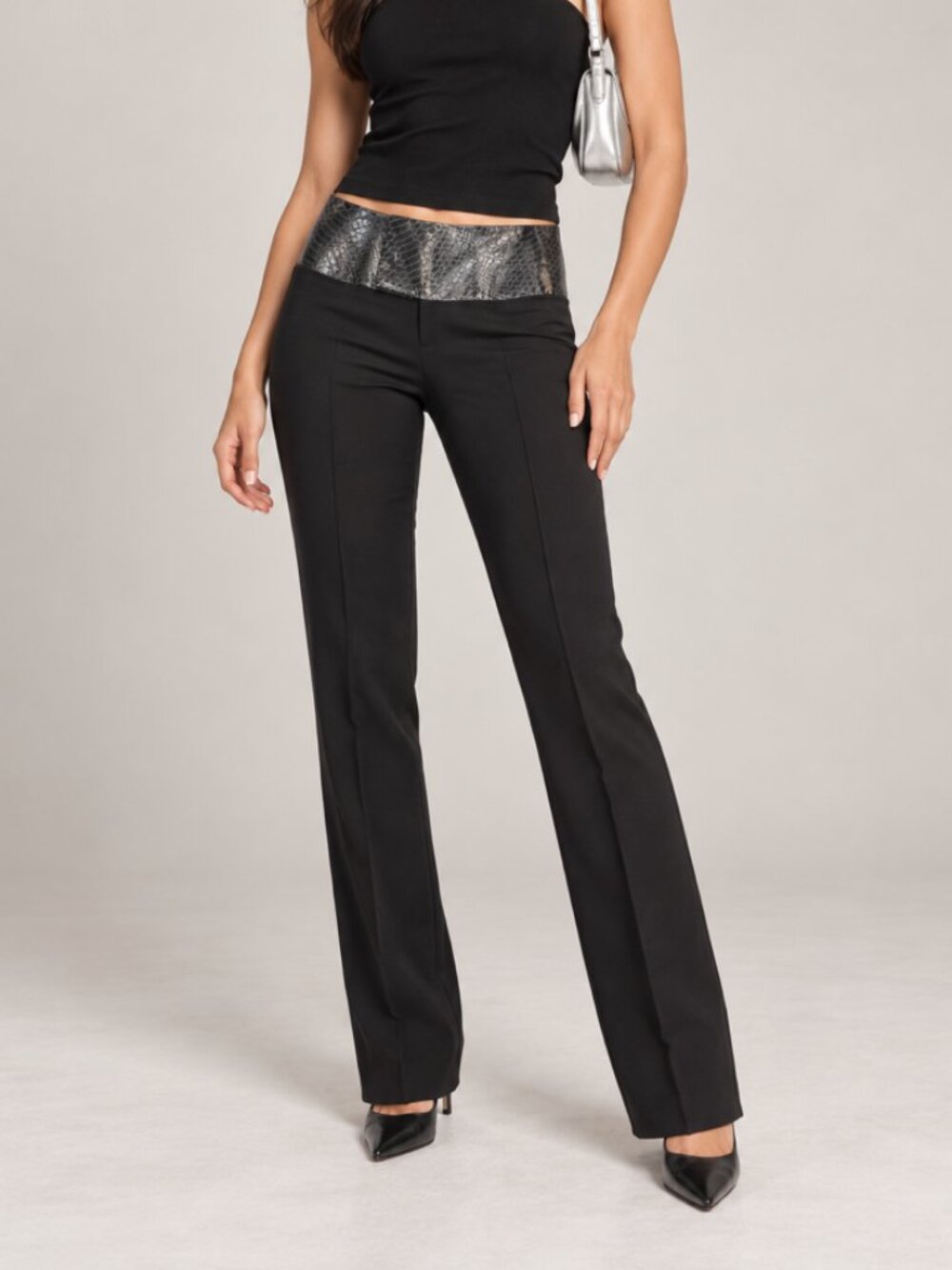Vintage Alvin Valley Pants Black Snakeskin Waist Y2K Long Tall Inseam Size 38